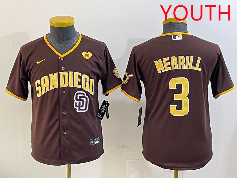 Youth San Diego Padres #3 Merrill Brown Game 2025 Nike MLB Jersey style 9